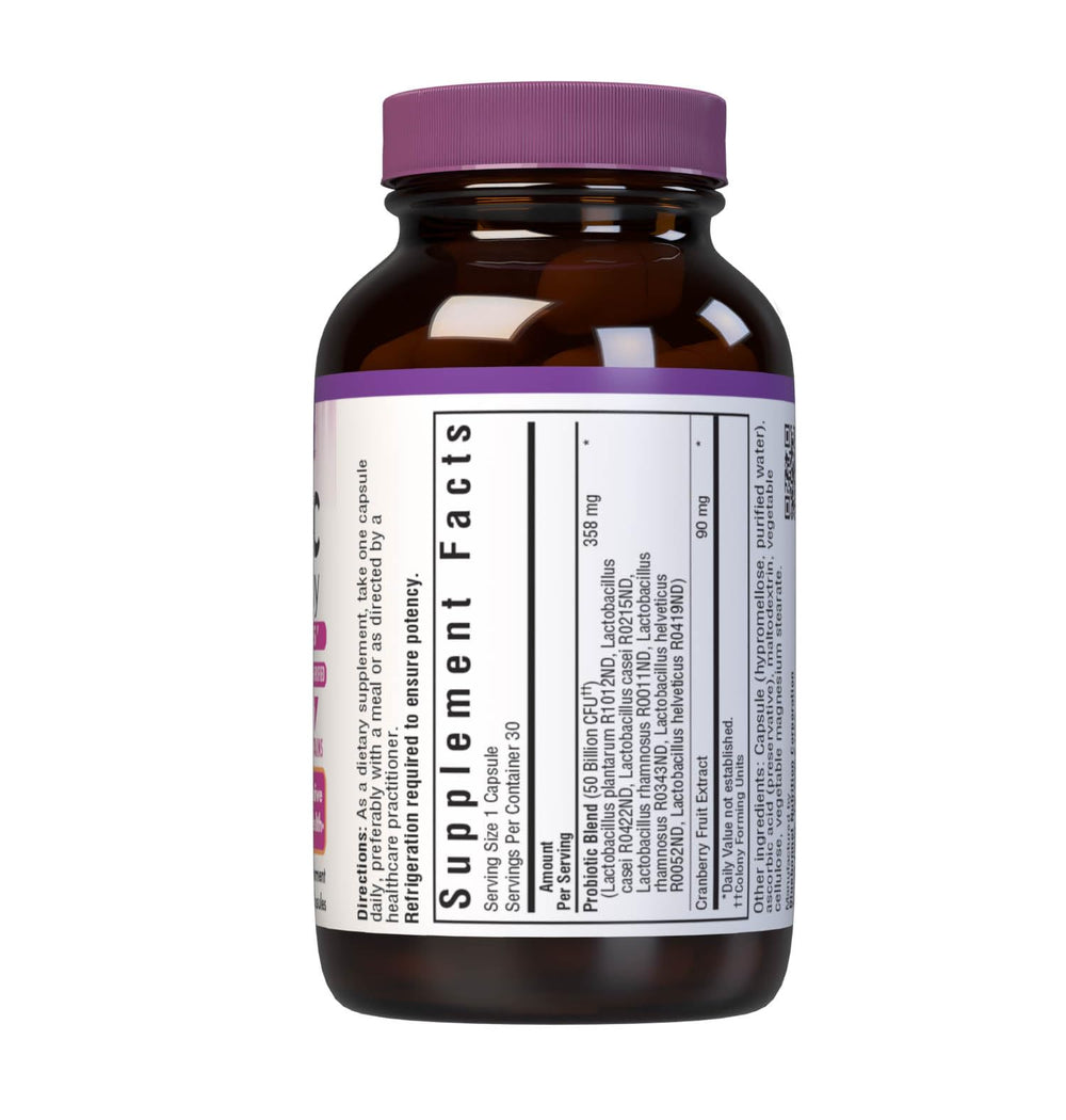 Bluebonnet probiotic cranberry capsules close-up highlighting cranberry extract.
