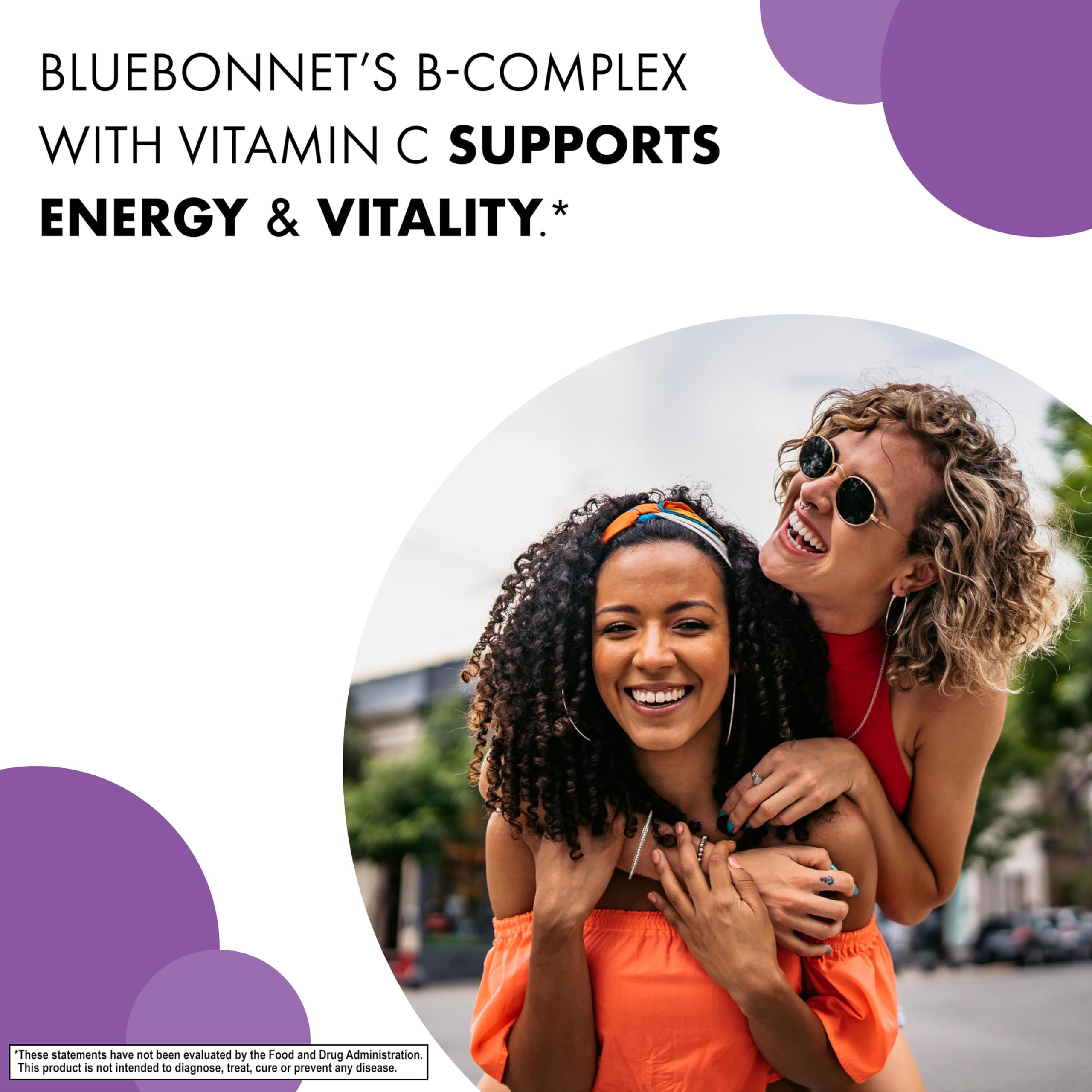 Bluebonnet Stress B-Complex ingredients with vitamin C for metabolism support.
