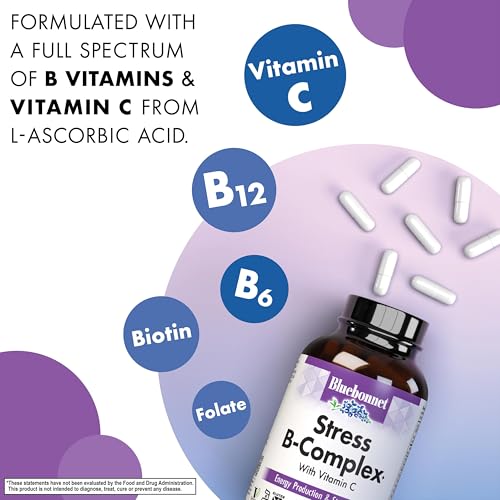 Bluebonnet Stress B-Complex label view emphasizing B vitamin spectrum.