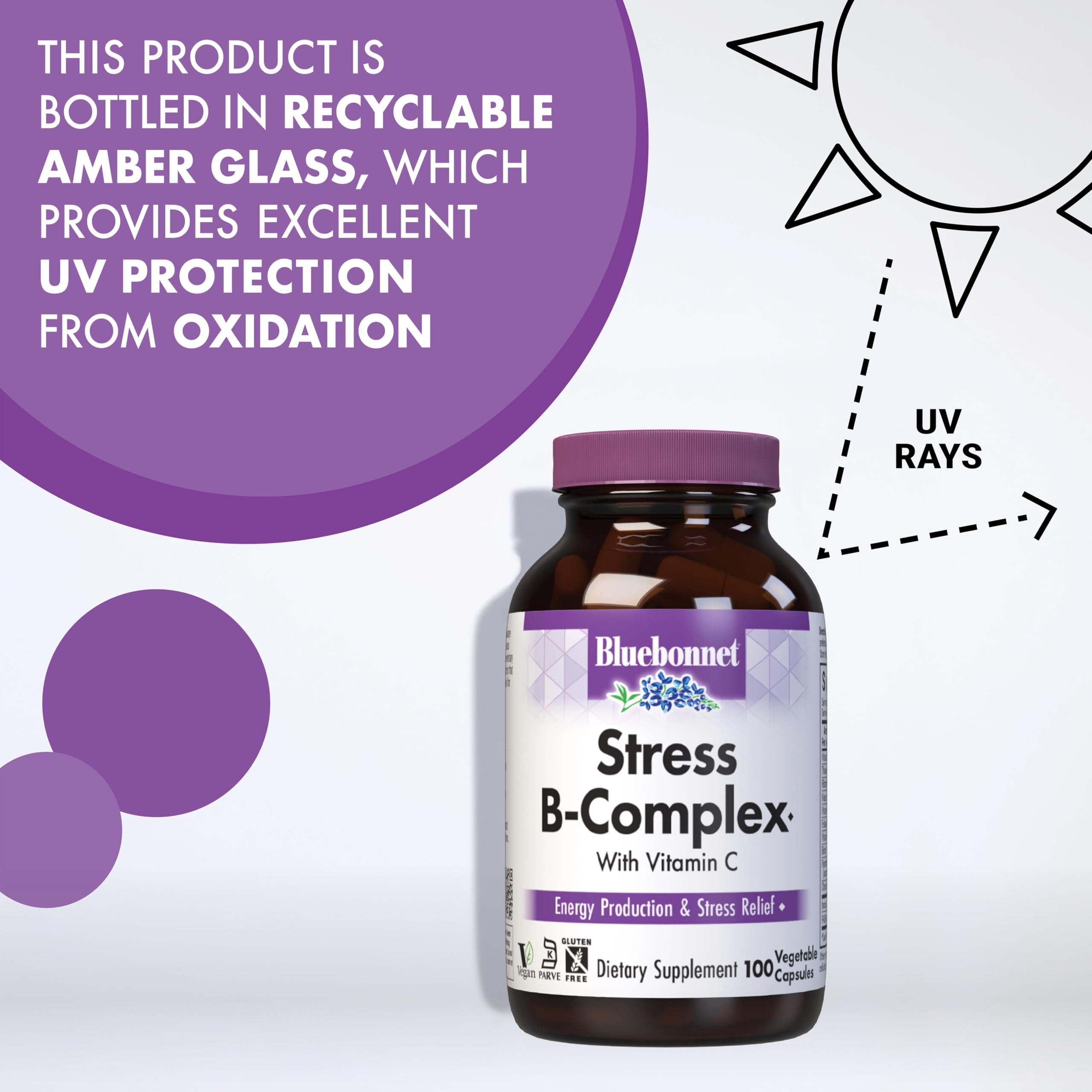 Bluebonnet Stress B-Complex nutrition facts panel view.