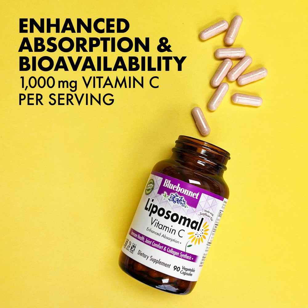 BlueBonnet sunflower oil liposomal formula shown for gentle absorption.
