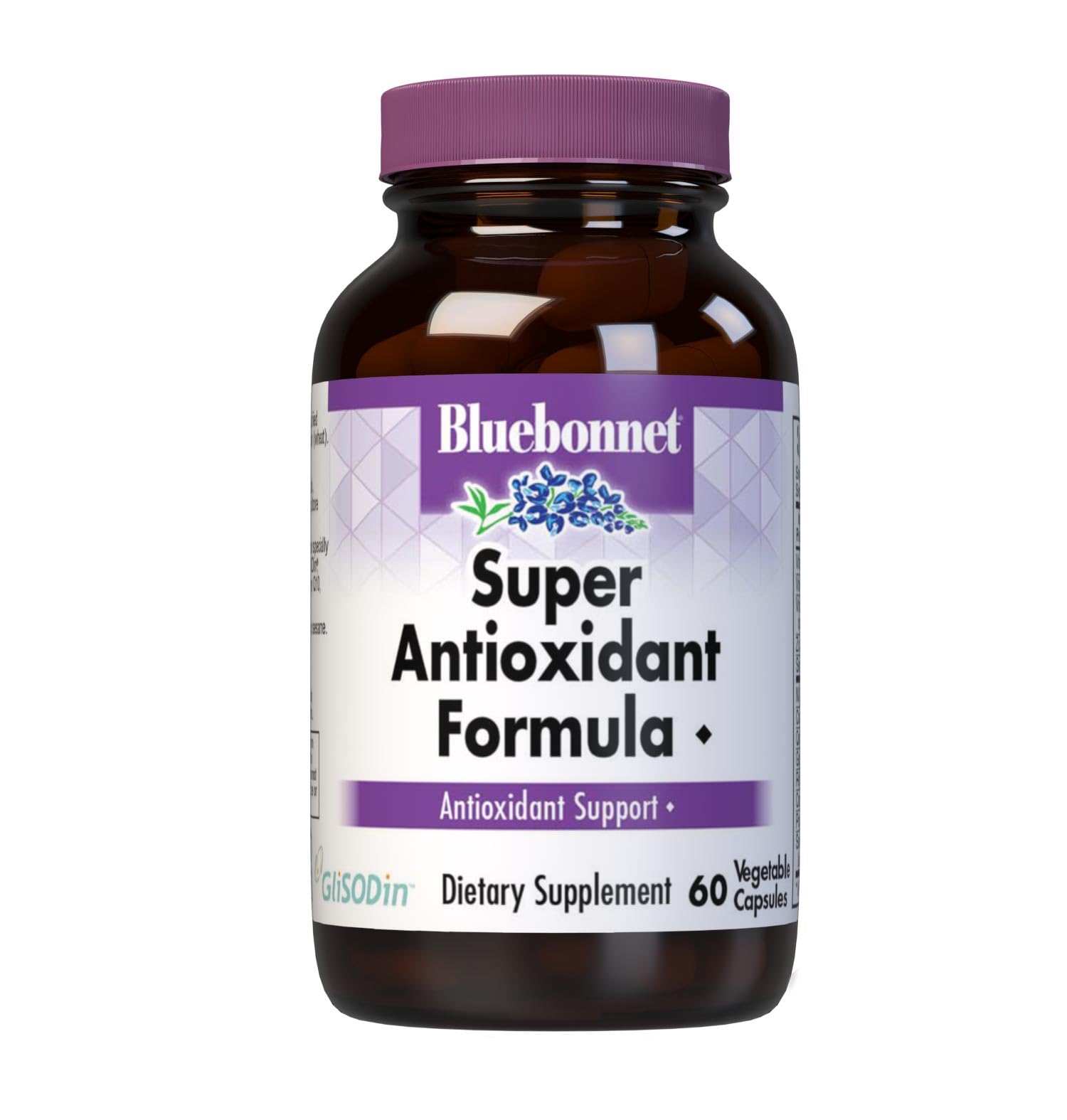 Bluebonnet Super Antioxidant Formula bottle label showing full-spectrum antioxidants for daily wellness