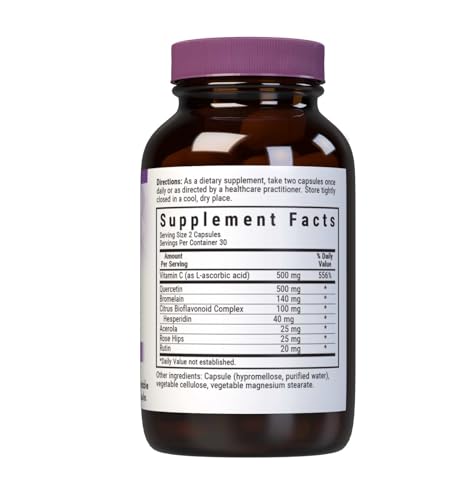 BlueBonnet Super Quercetin bottle label emphasizes Vitamin C formula.