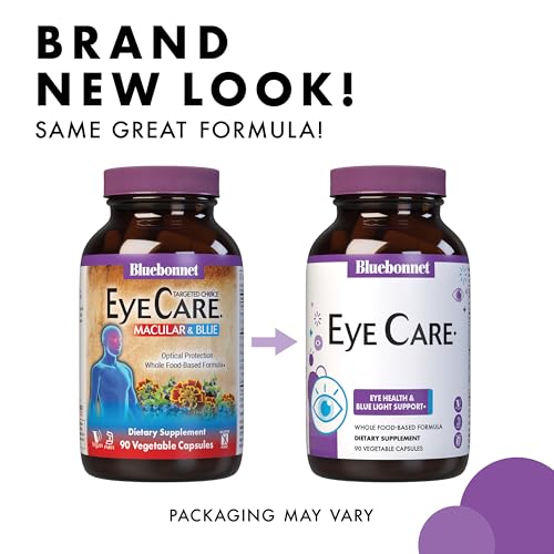 Bluebonnet Targeted Choice Eye Care bottle back label highlights vegan and kosher features