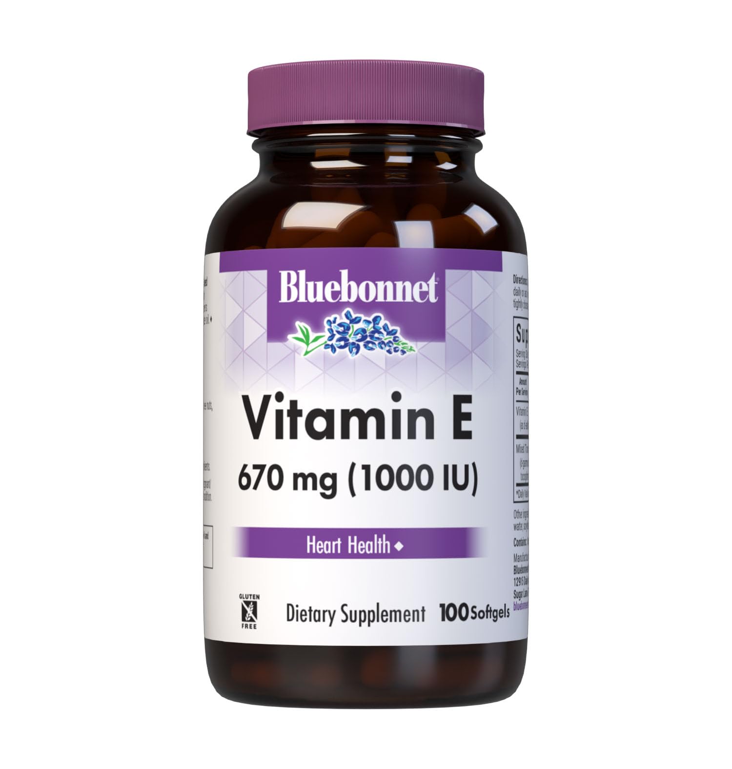 Bluebonnet Vitamin E 1000 IU softgels bottle with antioxidant protection