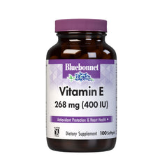Bluebonnet Vitamin E 400 IU softgels bottle for easy daily supplementation.