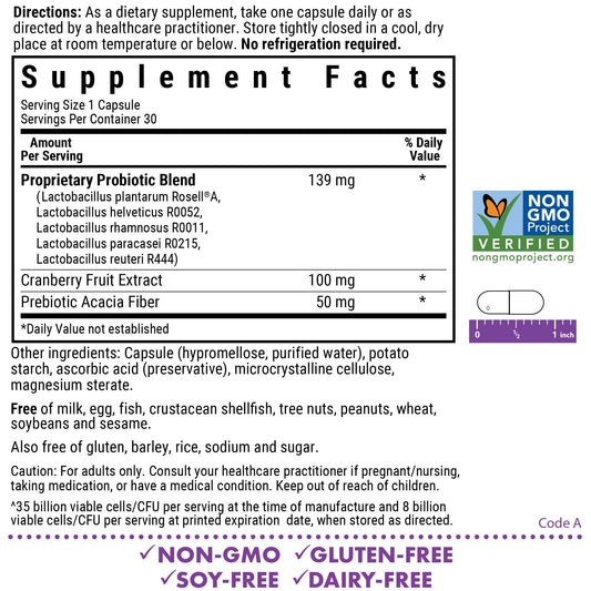 BlueBonnet Women's Probiotic capsule close-up highlights 35B CFU for gut balance.
