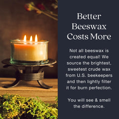 Reusable 10 oz Bluecorn Beeswax glass jar candle for home decor.