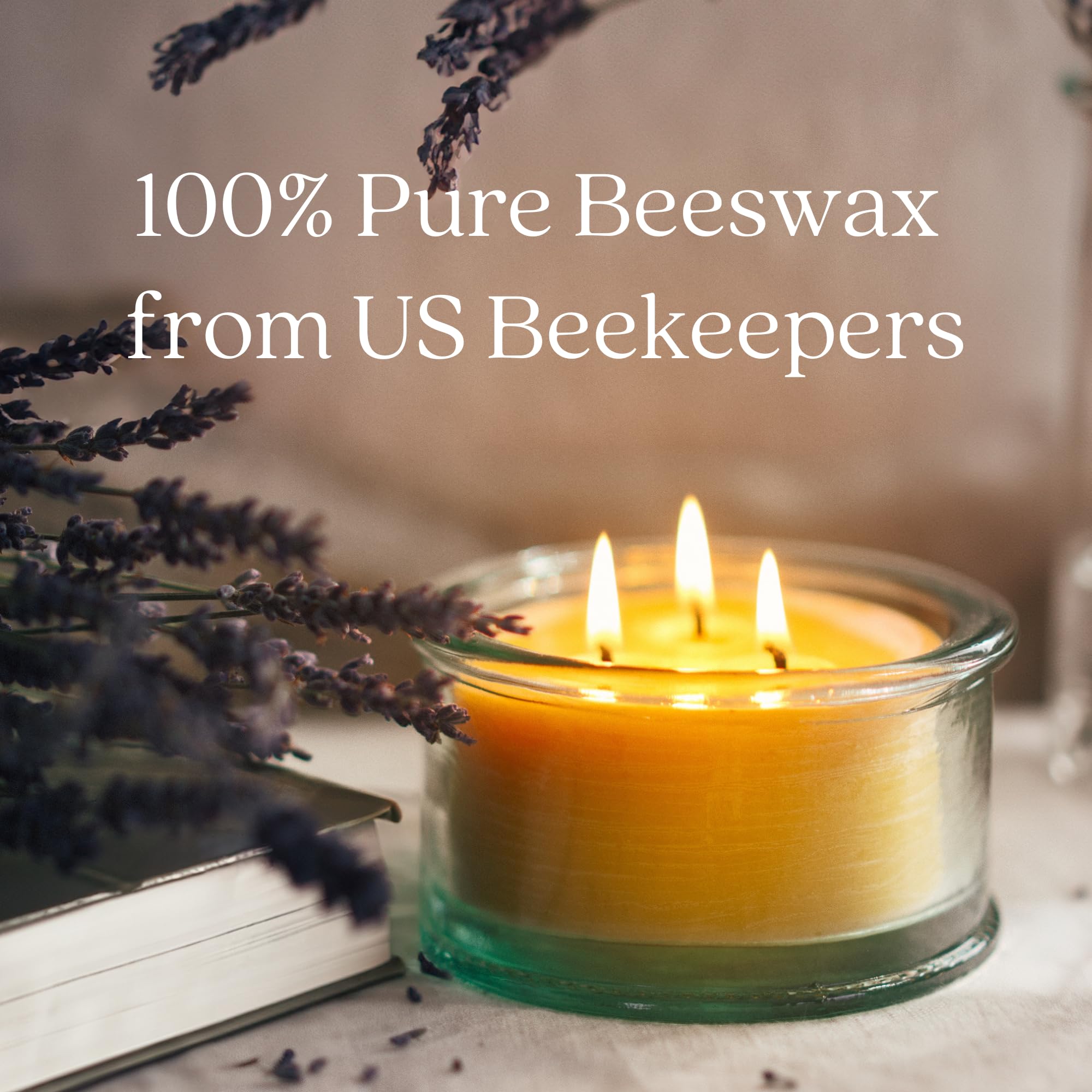 Bluecorn Beeswax 3-Wick Candle in glass container elevates holiday decor