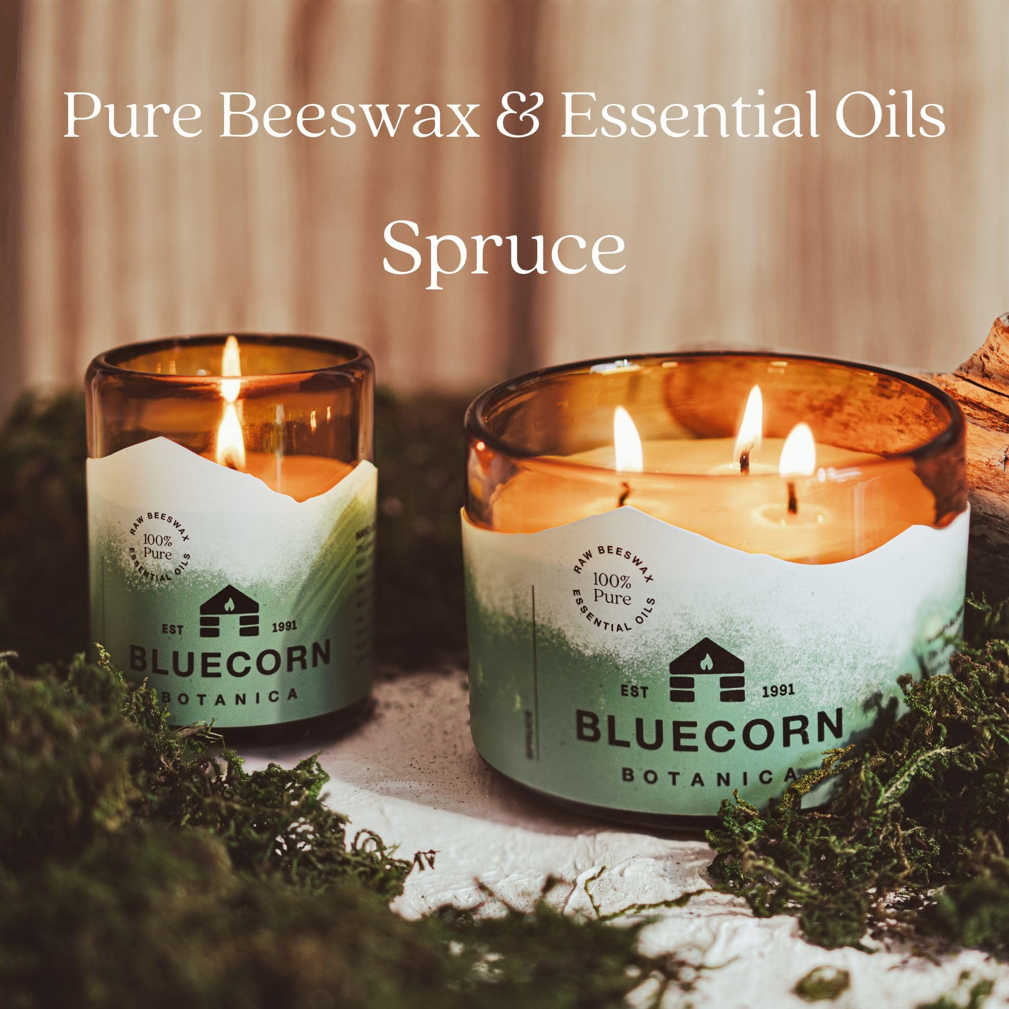 Bluecorn Beeswax Candle spruce aroma adds evergreen freshness to spaces