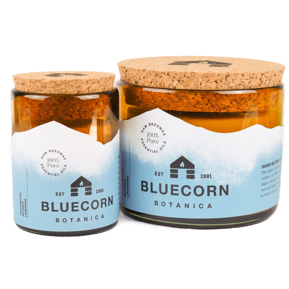 Bluecorn Beeswax texture close-up showing smooth, clean burn.