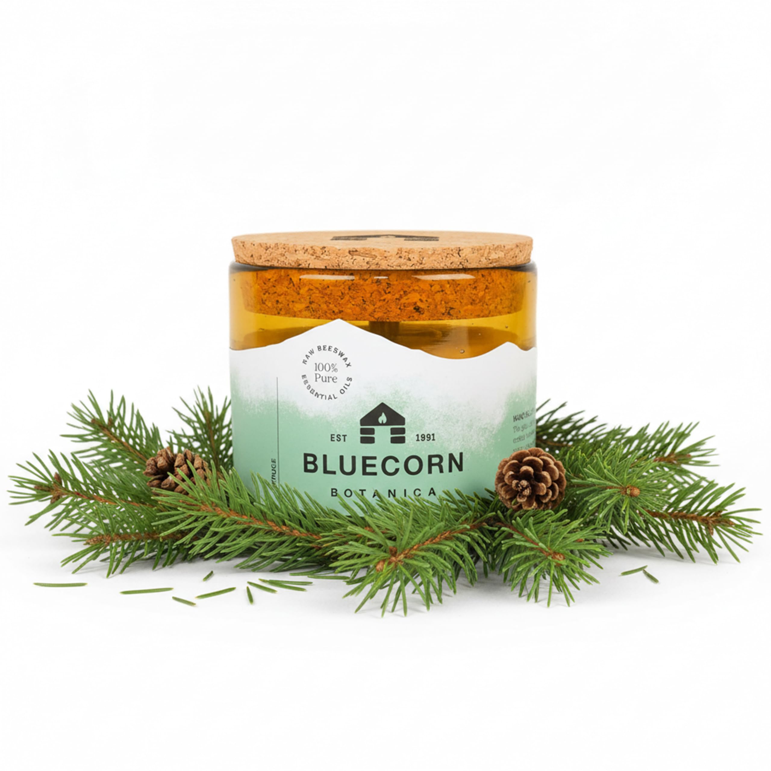 Bluecorn Beeswax large 3-wick candle in amber glass with warm ambient glow for living rooms