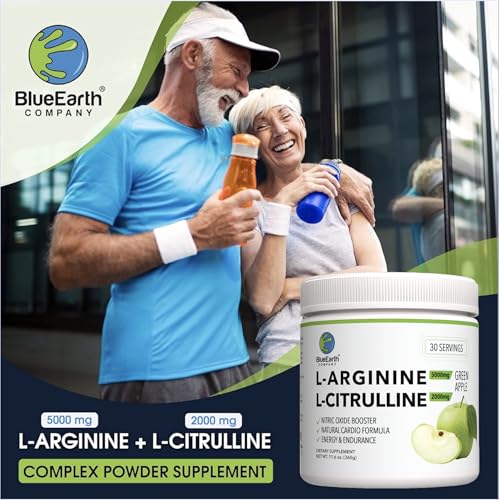 BlueEarth Company scoop of arginine-citrulline powder for easy daily dosing.