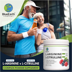 BlueEarth Company berry blend powder dissolving in water for a refreshing mix.