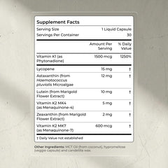 Label detail with Vitamin K1, MK-7, and MK-4 nutrient symbols.