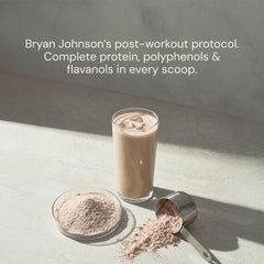 Blueprint Bryan Johnson shake beside oats shows versatile breakfast protein boost.