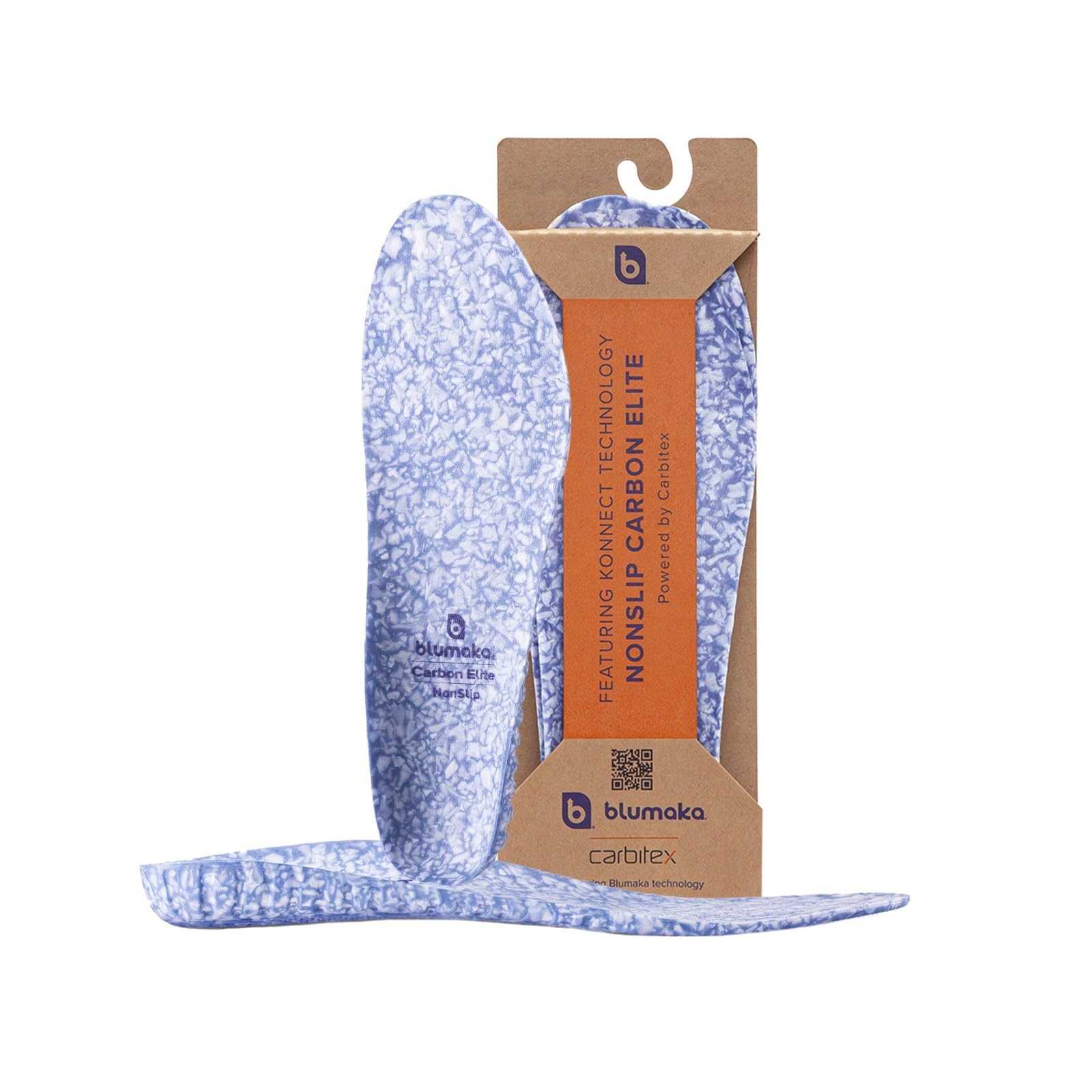 Blumaka Carbon Elite Insole overview showing carbon fiber design and grip.