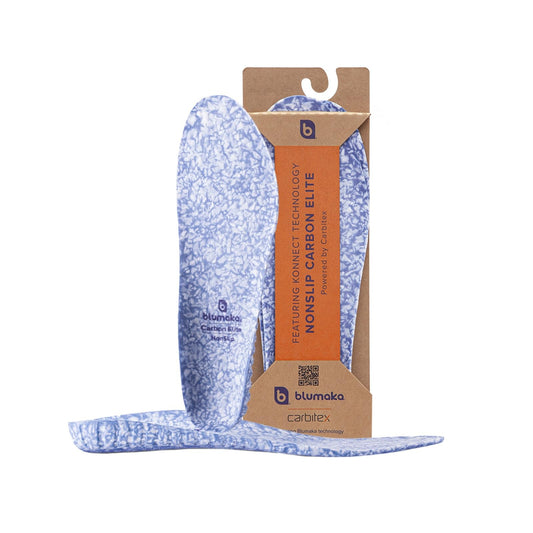 Blumaka Carbon Elite Insole overview showing carbon fiber design and grip.
