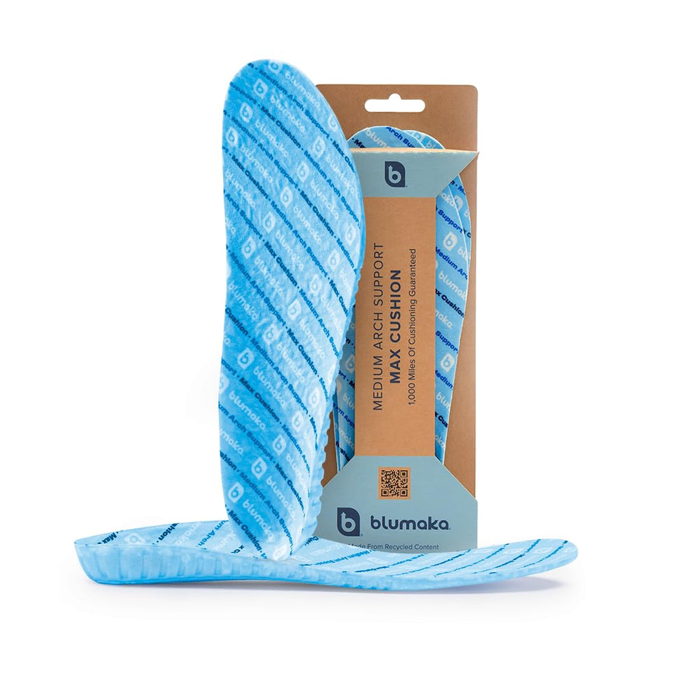 Blumaka Everyday Comfort Insoles hero image showing all day arch support for plantar fasciitis