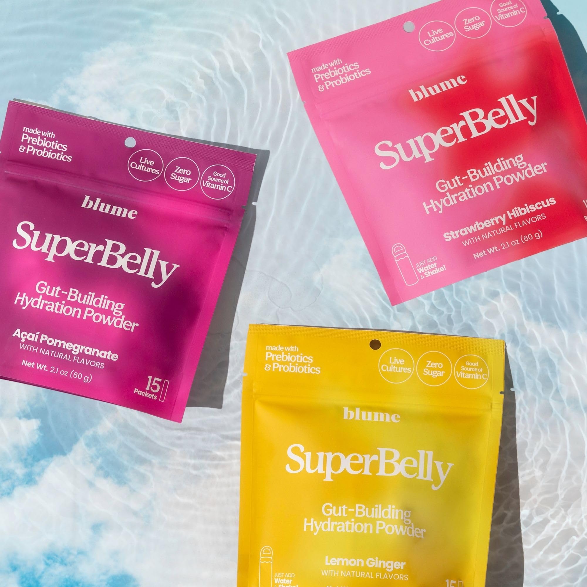 Blume SuperBelly prebiotic inulin fiber helps nourish gut-friendly bacteria.