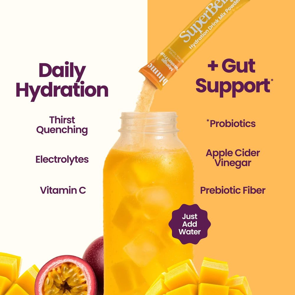 Blume SuperBelly on-the-go packets enable easy daily probiotic intake.