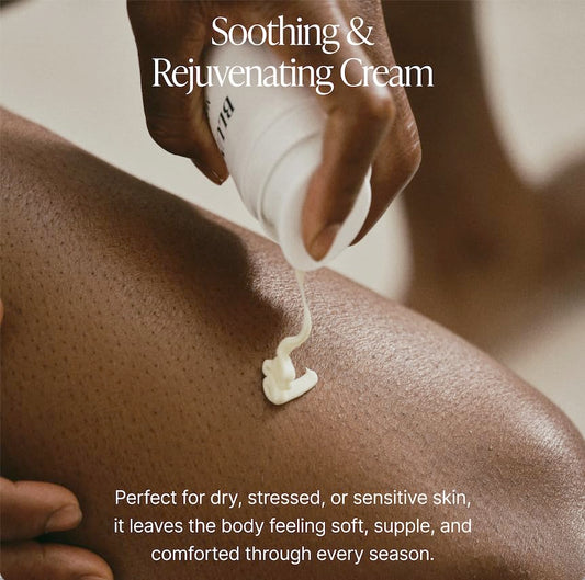 Blumenes Body Renewal airless pump ensures clean, consistent dispensing.