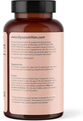 Capsules in hand with BLYSS Nutrition 5HTP + GABA illustrate easy daily intake.