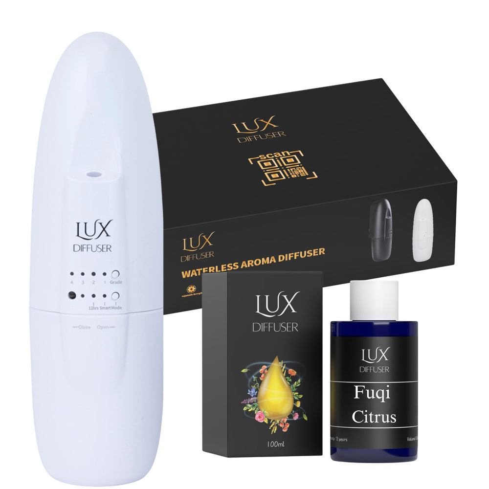 B.N.D TOP Lux Diffuser plugged into a wall outlet with citrus scent enhancing living spaces.