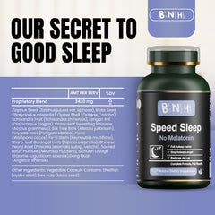 Bedroom scene with BNH sleep aid on the nightstand suggesting effortless wind-down