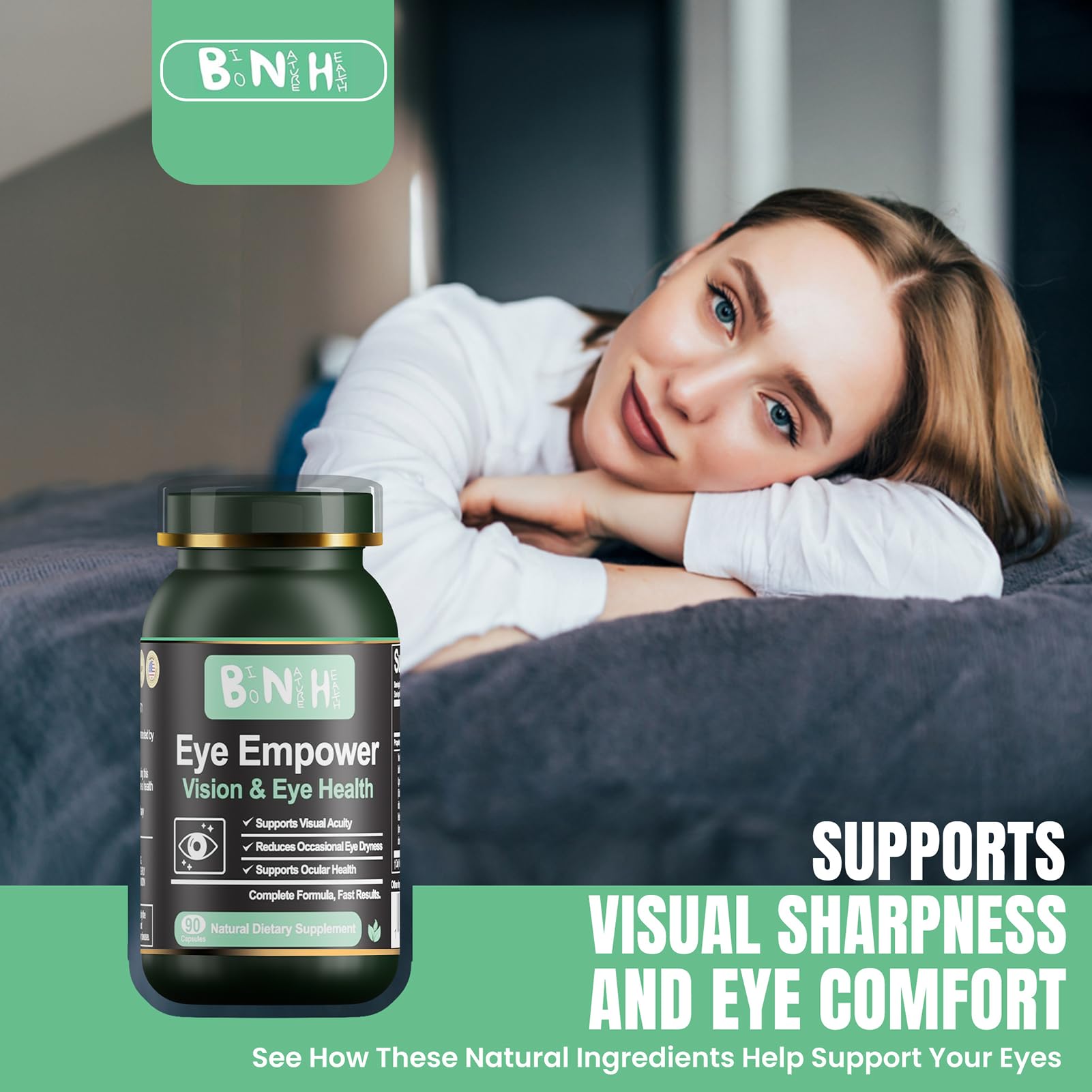 BNH Eye Empower retinal support bottle helps maintain healthy tissues.