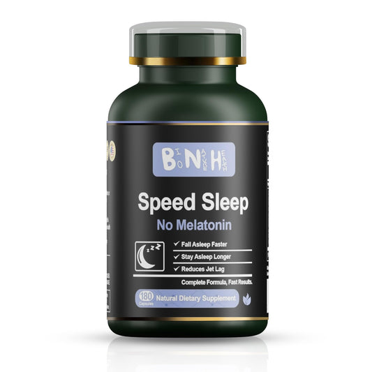 BNH Melatonin-Free Sleep Aid bottle shown for natural, non-habit sleep support