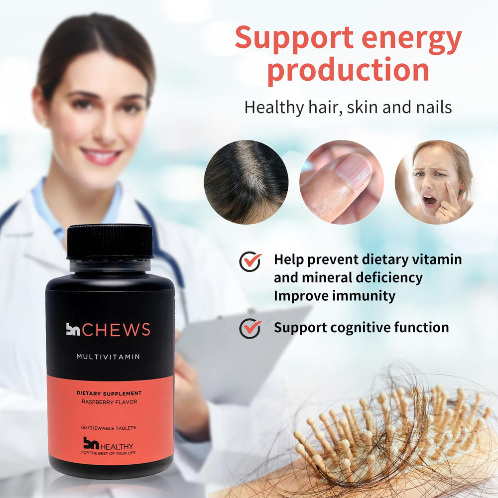 BNHealthy raspberry chewables bottle with cap open for a simple daily ritual
