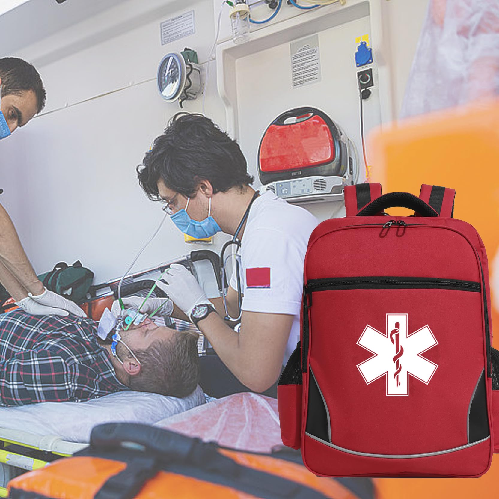 BNYYUG empty first aid backpack red color enhances visibility