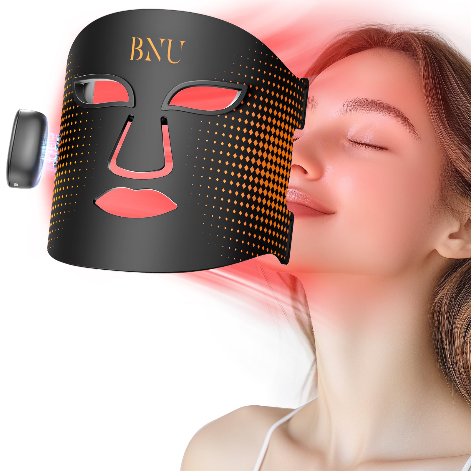 BNU wireless red light therapy mask with 400 LED beads for comprehensive facial care.