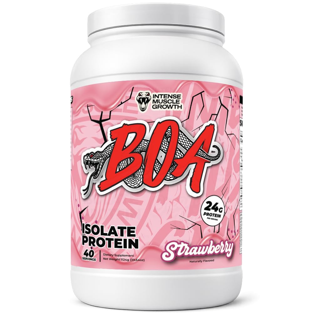 BOA Isolate Strawberry shake being poured for a post-workout protein boost