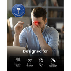 EyeOasis temple compression targets pressure points for relief and relaxation