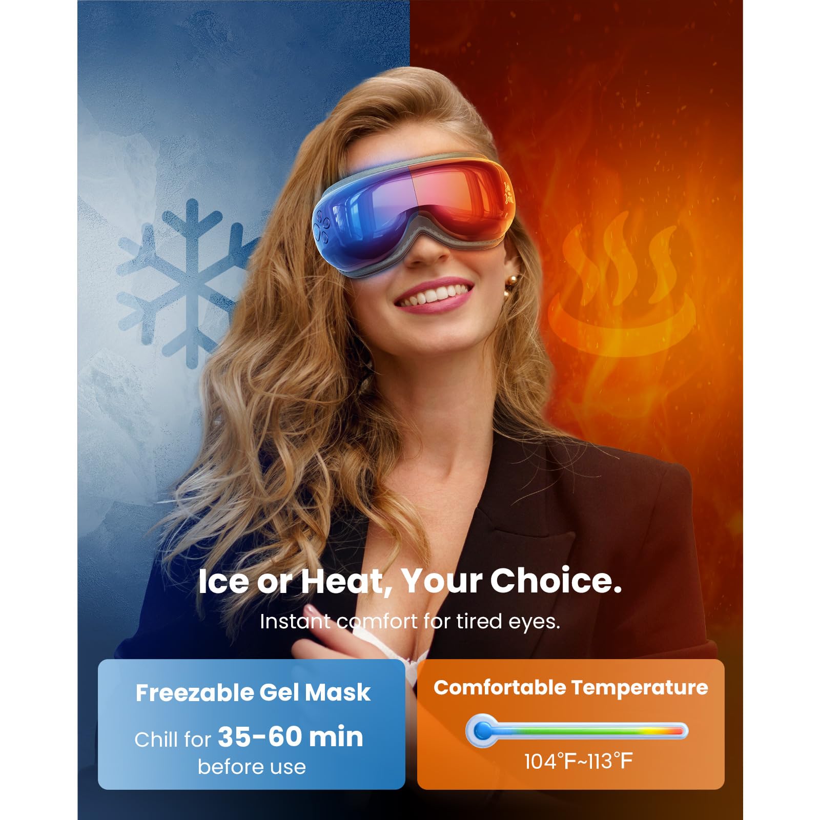 BOB AND BRAD EyeOasis 3 cooling gel mask integrated for migraine relief.