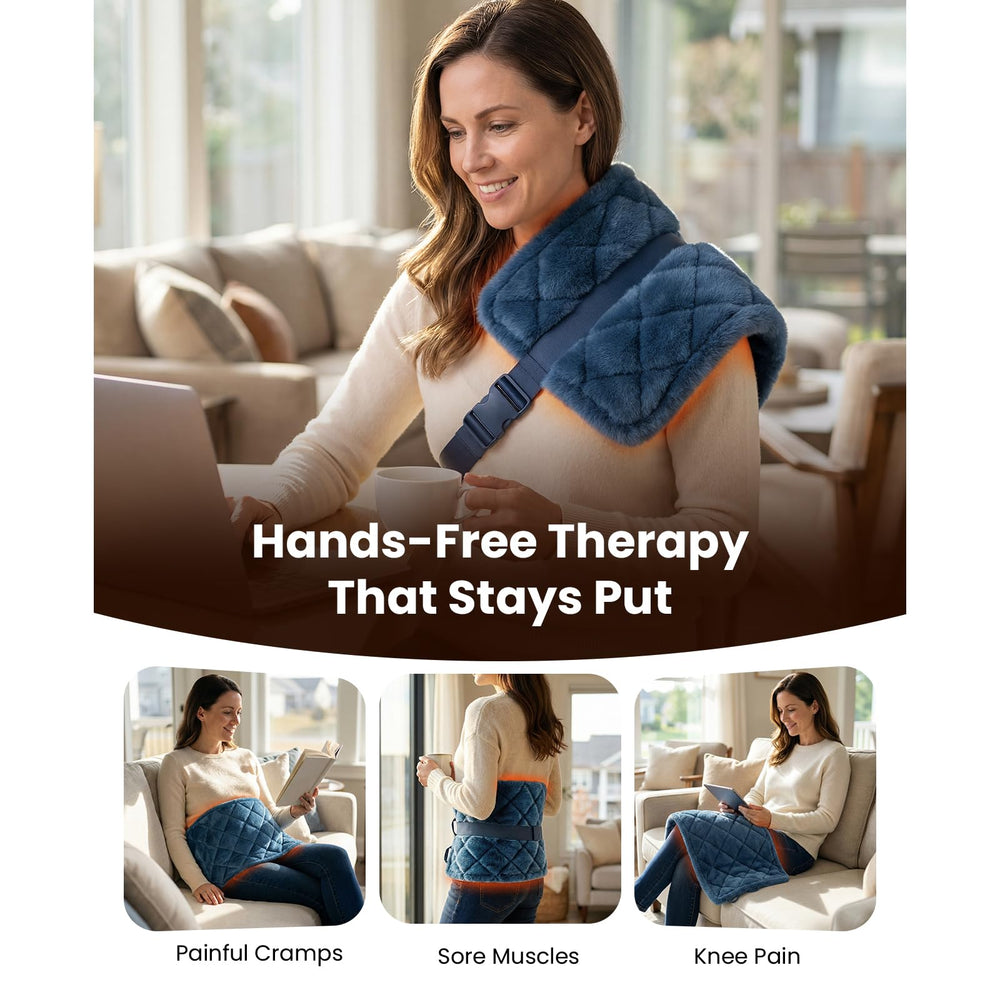 Bob and Brad pad adjustable strap keeps heat pad securely in place.