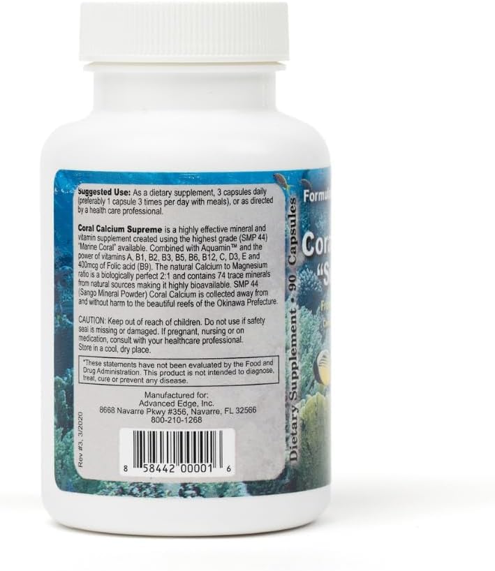Close-up of clear veggie capsules from Bob's Best Coral Calcium Supreme for easy daily use.