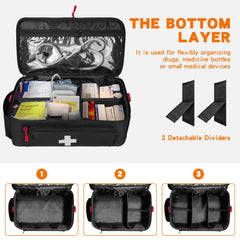 Boczif First Aid Kit front pocket elastic loops secure small tools for quick reach.