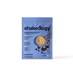 BODi Shakeology glass with shake showing creamy texture after mixing.