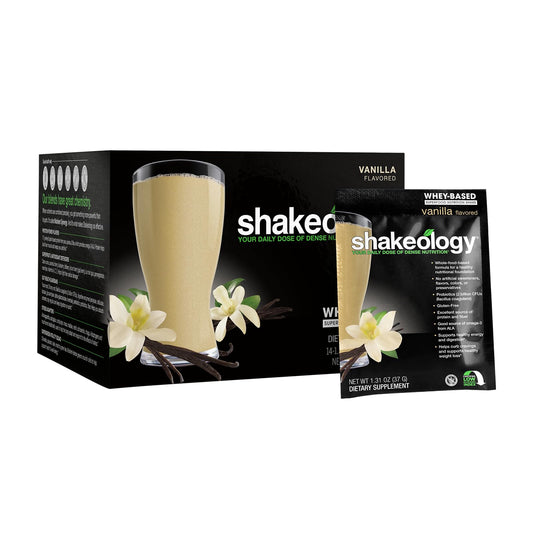 BODi Shakeology Whey-Based Vanilla single-serve packet for portable post-workout fuel