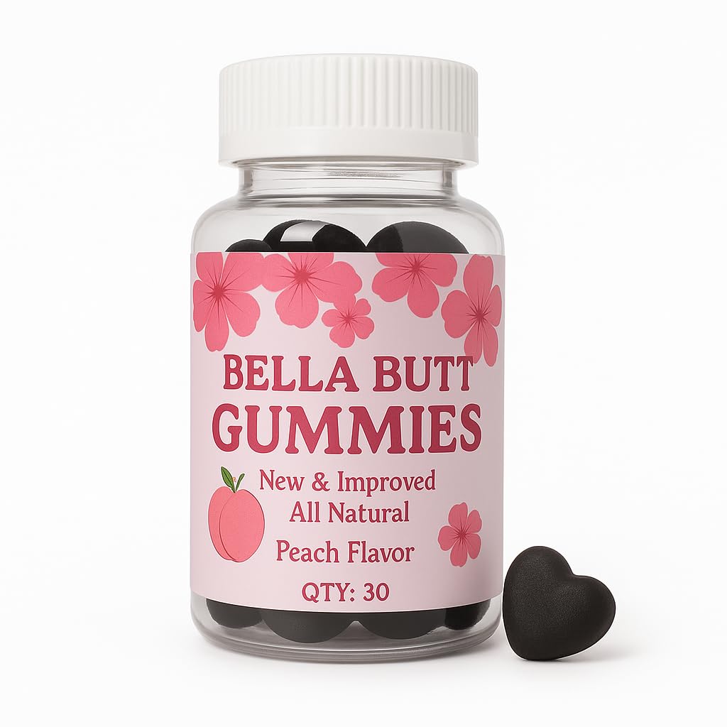 Bodied by Bella Butt Gummies bottle front view in peach shake flavor for daily curve support