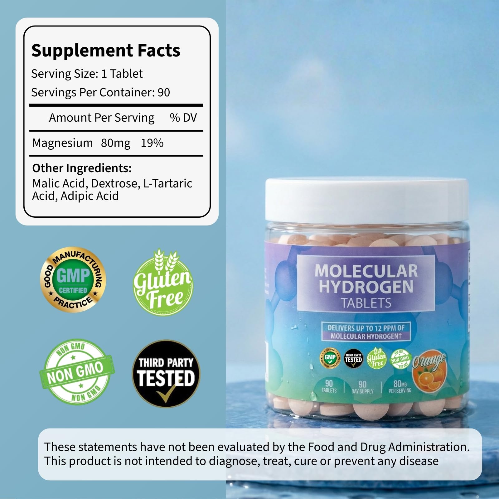 Glass of water infused with BODY C.E.O. tablets for natural energy support.