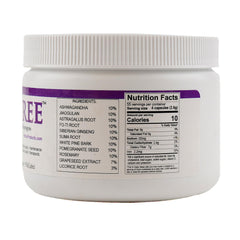 Body Force Age Free bottle close-up; adaptogenic formula for balanced energy.