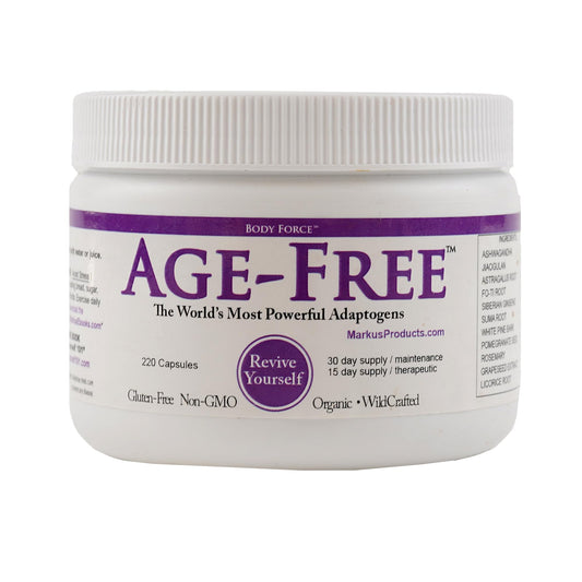 Body Force Age Free capsules in blister pack; daily antioxidant support.