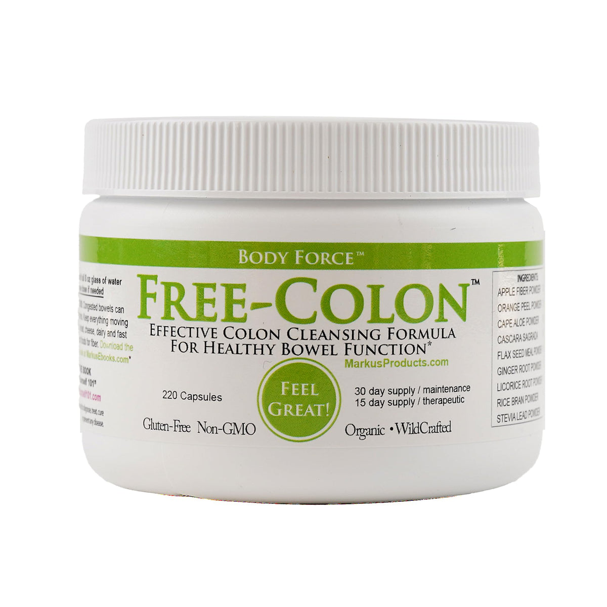 Body Force Colon Formula bottle front view showing detox-friendly capsules for gentle cleansing