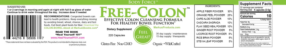 Body Force Colon Formula label design emphasizes natural ingredients and gentle detox benefits