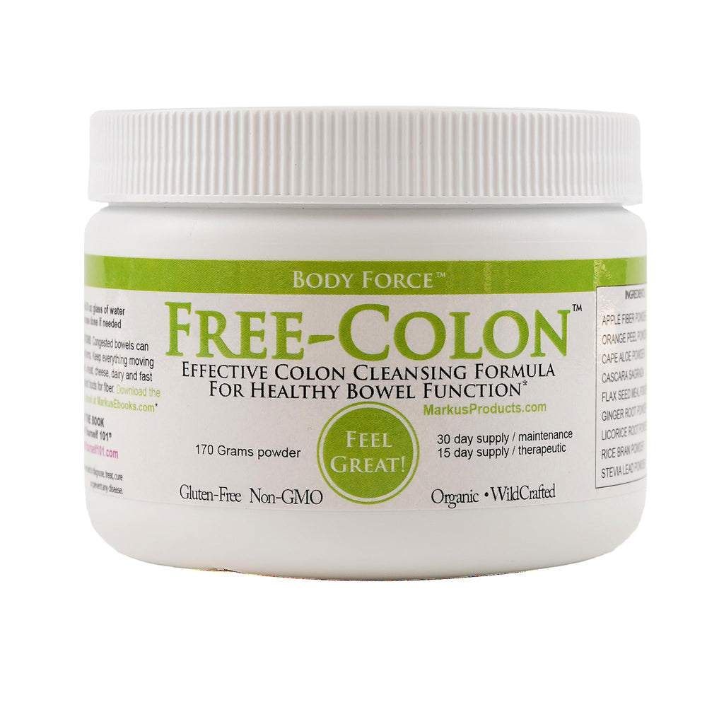 Body Force Colon Formula bottle close-up highlighting label and design for detox routine
