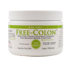 Body Force Colon Formula bottle close-up highlighting label and design for detox routine